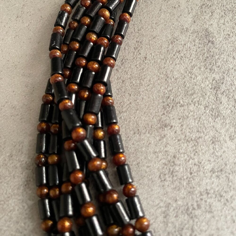 Jay King Desert Rose Trading Black Gold Coral Bead 8-Stand .925 Necklace RARE - Picture 4 of 6